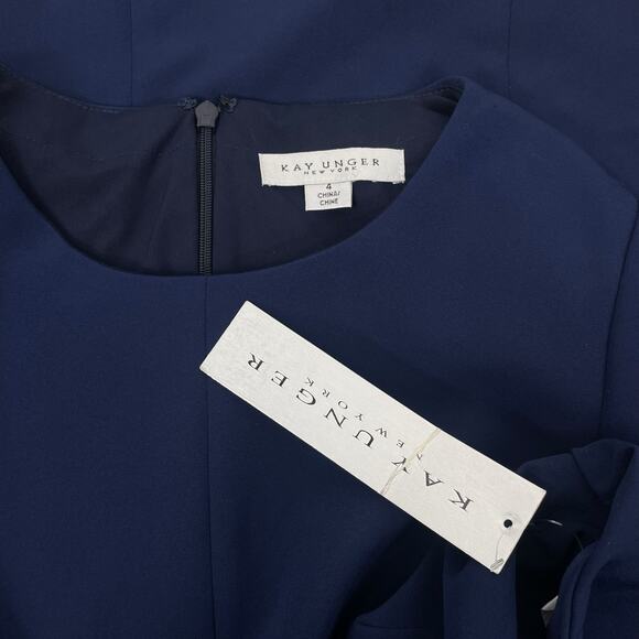 Kay Unger Davina Stretch Walk Thru Jumpsuit Midnight Blue Size 4 - Picture 12 of 12